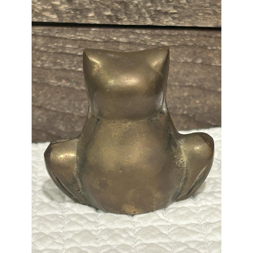 VINTAGE‎ Brass Tone Cast Metal Cat Statue Figure Figurine Kitty Animal - Picture 4 of 5
